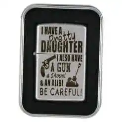 Bricheta metalica "I have a pretty daughter..." 3.5x5.5 CM, Argintiu