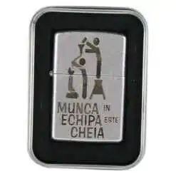 Bricheta metalica "Munca in echipa...", 3.5x5.5 CM, Argintiu