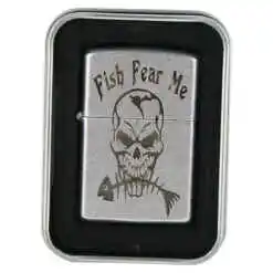 Bricheta metalica "Fish Fear me" 3.5x5.5 CM, Argintiu