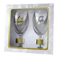 Set 2 pahare vin "Super Mama/Super Tata", 220 ml, in cutie eleganta