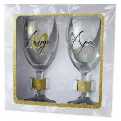 Set 2 pahare vin "Szuper Anya/Szuper Apa, 220 ml, in cutie eleganta