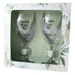 Set 2 pahare vin "Si Acuma as zice Da! - La multi ani!", 220 ml, in cutie eleganta