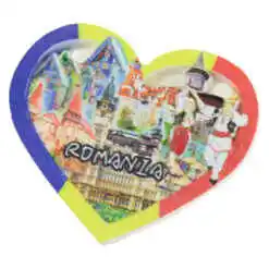 Magnet frigider din rasina 7x6 CM, Romania, inima