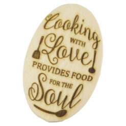 Tocator decorativ din lemn "Cooking with Love..." 15x24 CM