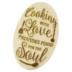 Tocator decorativ din lemn "Cooking with Love..." 15x24 CM