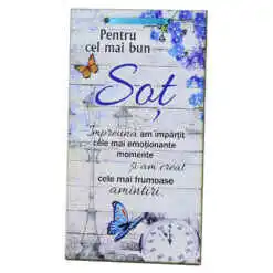 Tablou lemn personalizat "Pentru cel mai bun Sot..." 15x27 CM