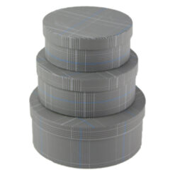 Set 3 cutii rotunde 20x8 CM - Carouri gri