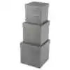 Set 3 cutii patrate 16x16x16 CM - Carouri gri