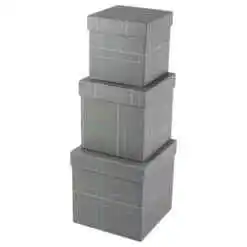 Set 3 cutii patrate 16x16x16 CM - Carouri gri