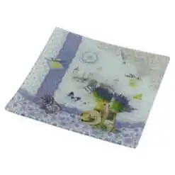 Platou servire din sticla 20x20 CM, Lavanda