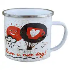 Cana metalica emailata 240 ml "Hava a nice Day!"