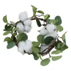 Coronita decorativa cu eucalipt si bumbac 22 CM