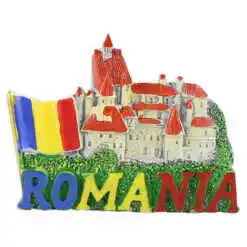 Magnet de frigider din rasina 8x6 CM - Castelul Bran&Steagul Romaniei