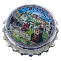 Magnet de frigider metalic cu desfacator 7 CM, Castele & Vlad Tepes, Romania