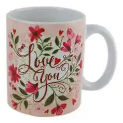 Cana ceramica "Love You" 330 ml, motive florale