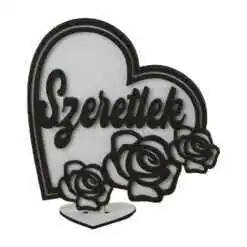 Decor Inima din lemn "Szeretlek", trandafiri 17x18 CM