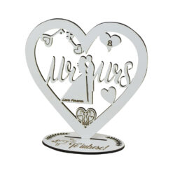 Decor Inima din lemn Mr & Mrs "Te iubesc" 15 CM