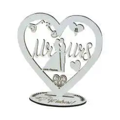 Decor Inima din lemn Mr & Mrs "Te iubesc" 15 CM