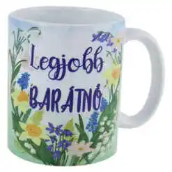 Cana ceramica "Legjobb Baratno", 330 ml, Florile primaverii