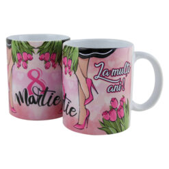 Cana ceramica "La multi ani!" 8 Martie, 330 ml, Lalele