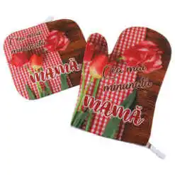 Set manusa si suport oala "Cea mai minunata Mama!", lalele