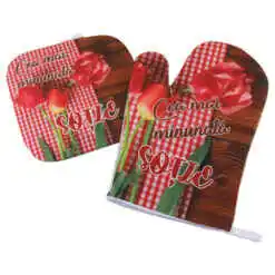 Set manusa si suport oala "Cea mai minunata Sotie!", lalele