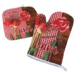 Set manusa si suport oala "Cea mai minunata Sora!", lalele