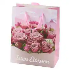 Punga cadou din hartie 18x23 CM "Isten eltessen", trandafiri