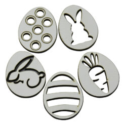 Set 5 decoratiune din lemn tip oua - 3cm