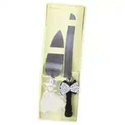 Set tacamuri tort nunta - Alb negru