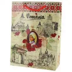 Punga cadou din hartie laminata 17x23, Romania, traditionala