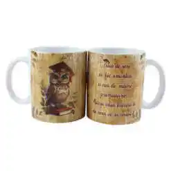 Cana ceramica pentru absolvire 330 ml, "Ziua de ieri...", Bufnita