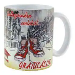 Cana ceramica pentru absolvire 330 ml, "Ballagasodra emlekul", Rosu