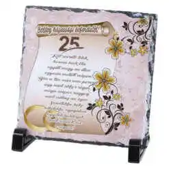 Placa ardezie "Boldog 25. hazassagi evfordulot! 14x14 CM