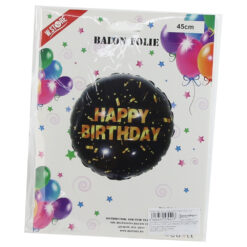 Balon folie "Happy Birthday" 45 CM, negru
