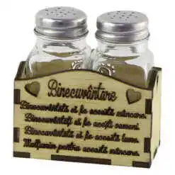 Set solnita si pipernita cu suport lemn "Binecuvantare"