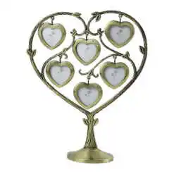 Rama foto Copacul Vietii din metal 6 poze 4x5 CM, Inimioare, 20x25 CM