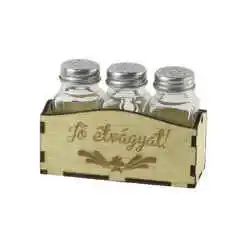 Set solnita si pipernita cu suport lemn "Jo Etvagyat" 13x9 CM
