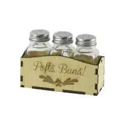 Set solnita si pipernita cu suport lemn "Pofta Buna" 13x9 CM