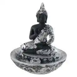 Statueta Buddha, suport betisoare parfumate 11 CM, Argintiu