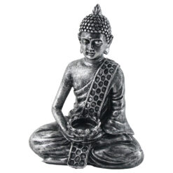 Statueta Buddha, 22 CM, din rasina, argintiu
