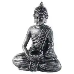Statueta Buddha, 22 CM, din rasina, argintiu