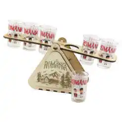 Suport lemn cu 6 pahare "Romania", Balansoar