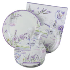 Platou cu 6 farfurii din ceramica 27/19 CM, in cutie decorativa, Lavender