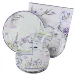 Platou cu 6 farfurii din ceramica 27/19 CM, in cutie decorativa, Lavender