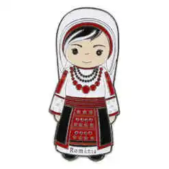Magnet frigider din metal 7x3 CM, Figurina in port traditional