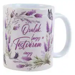 Cana ceramica "Orulok, hogy a Testverem vagy", 330 ml, lavanda