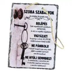 Placa ardezie de perete "Szoba Szabalyok" 14x19 CM