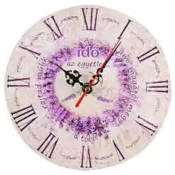 Ceas perete din lemn 20 CM "Az ido az egyetlen" Lavanda
