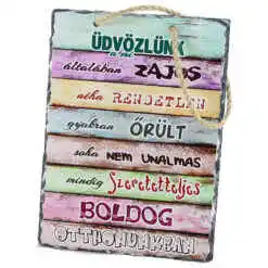 Placa ardezie de perete "Udvozlunk Otthonunkban..." 14x19 CM